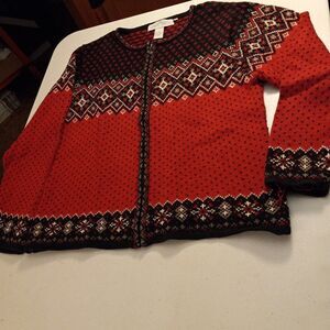 Nomadic Traders Red, Black and White Zip Cardigan